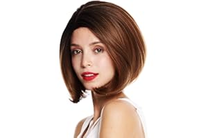 WIG ME UP- SS132-12/24B/30AR peluca de mujer Bob pelo corto liso teñido puntas onduladas raya en medio mechas castañas rojizas y rubias