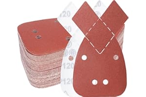 PMIQSA 100PCS 120 Grits Black and Decker Mouse Sander Paper 4 Hole Mouse Sanding Pads Detail Hand Sandpaper Sheets for Grinding and Polishing