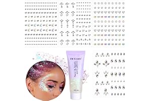 Remione Glitzersteine Selbstklebend mit Glitzer Gesicht DIY Geschenke Spielzeug 430Stück Strasssteine Gel Glitzer Schminke für Festival Party Gesichts-Make-Up Körper Nägel Lippen (Weiß)