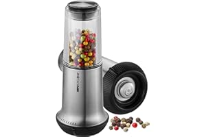 GEFU Macina sale e pepe X-Plosion Macinaspezie per sale o pepe, macina in ceramica, vetro, nero/argento, L