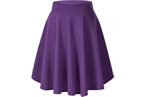 EXCHIC Damska podstawowa rozszerzona na co dzień rozciągliwa spódnica mini spódnice łyżwiarskie