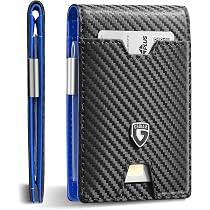 GSOIAX Slim RFID Blocking Wallet For Men - Genuine Leather Carbon Fiber Bifold With Money Clip - View #14