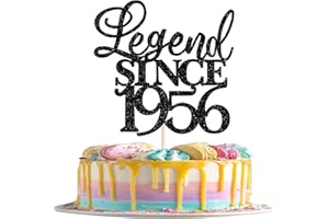 Xsstarmi 1 Pack Legend Since 1956 Cake Topper Glitter Happy 70th Birthday Cake Topper Cheers to 70 years Cake Decoration for Happy 70th Birthday Anniversary Party Decorations Black