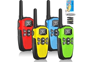Walkie Talkies for Adults Long Range 4 Pack, NXGKET Rechargeable Kids Walky Talky with Built-In Li-Ion Battery, 16 Channels Radio with Type-C Charging Cable,VOX Function,LED Flashlight, for Camping