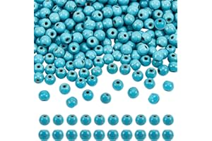 NBEADS Circa 496pz Perline Turchesi Sintetiche, 6mm Perle di Pietra Sintetica Rotonde, Pietre Preziose Tinte, Perline Allentate per La Creazione di Gioielli, Collane, Bracciali Fai da Te, Ciano Scuro