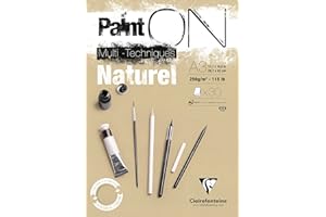 ‎CLAIREFONTAINE Clairefontaine 96541C Naturel PaintOn Block (250 g, DIN A3, 29,7 x 42 cm, geleimt, 30 Blätter, gut geeignet für Bleistift, Kreide oder PastellIdeal mit rauen Oberfläche und Sandton) naturbraun