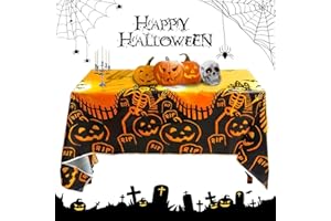 LYNBLY Nappe de Citrouille d'halloween, 137x180cm Imperméable Nappe rectangulaire Halloween, Nappe Citrouille Creepy pour Halloween et fête Salle à Manger Décor de Cuisine
