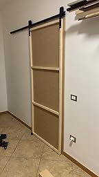 TSMST 5FT/152CM Herraje para Puerta Corredera Kit de Accesorios para Puertas Correderas con Guía de Suelo Ajustable