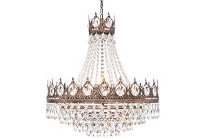 ‎WELLMET Wellmet Kristallkronleuchter,Modern Kronleuchter Kristall Leuchte Deckenleuchte mit funkelnden Kristallen, Vintage-Stil Kristall Deckenleuchte Gold für Esszimmer, Küche, Wohnzimmer