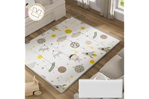Uanlauo 150x180x1cm Tappeto Gioco Bambini Pieghevole,Tappeto Gattonamento,Impermeabile Tappeto per Bambini，Neonati Reversibile e Non Tossico Tappeti Bambini Gioco con Borsa di Trasporto（PE&Tessuto）