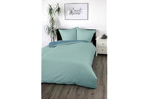 jilda-tex Bettwäsche Satin-bettwäsche 100% Baumwolle Wendebettwäsche Uni-bettwäsche Verschiedene Größen und Farben (Mittelblau, 135 x 200 cm)