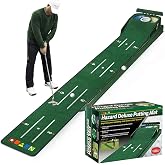 HUAEN Green Indoor Golf Mat with Ball Return and 3 Holes - Training Equipment &amp; Practice at Home or Office - Gift Accessories