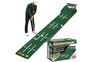 HUAEN Tapis de Golf Vert pour l'Intérieur avec Retour de Balle et 3 Trous - Équipement d'Entraînement pour Maison ou Bureau - Accessoires Cadeaux