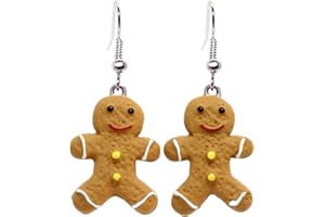 Bluebubble CHRISTMAS COOKIE Iced Gingerbread Man Dangle Earrings on Gift Card