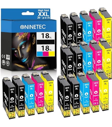 Lot De 10 Cartouches D'encre Compatibles Pour Epson XP-215 - T1801/T1811