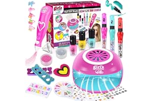 Herenear Set Manicura Niñas, Esmalte de Uñas Secador de Uñas, Juguetes Kit Uñas Niñas, Pegatinas de Uñas Juego Cumpleaños Regalo para Niños Niñas 5 6 7 8 9 10 11 12 Años