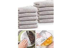 QZLSAYSL Filo in Acciaio，Stracci，Spugna Cucina Panno Multiuso in Filo D'acciaio Antigraffio per La Pulizia di Posate, Lavelli, Piani Di Lavoro, Piastre di Cottura, Facile da Risciacquare-10 PCS