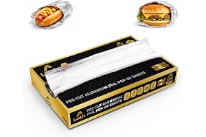 LuxLiv ® Aluminiumfolie Ark 200 st – Pop-Up Dispenser 30,5 x 27,3 cm, Extra Tjock 18 Mikron, Förskurna Folieark för Catering