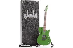 AXMAN Matt Bellamy - Réplica de guitarra en miniatura - Regalos musicales - Hecho a mano ornamental escala 1/4 - Incluye una caja de exhibición, etiqueta de nombre y soporte de guitarra en miniatura