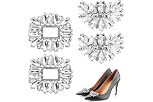 ORUZA 4 Stück Kristall Schuhclips, Strass Schuh Clips, 2 Stile Metall Schuhclips, Kann Zerlegen Schuh Dekorative Accessoires für Damen Heels Hochzeit Braut Party Schuhdekoration