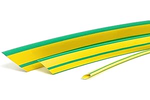 ISOLATECH Tubo Termorretráctil 1m x Ø8mm - Relación de Retracción 2:1 - Poliolefina (verde/amarillo) para Toma de Tierra - Sin Adhesivo - Aislamiento de Cables - Resistente a UV