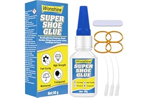 WONSHINE Shoe Glue 30 g, Clear Shoe Glue Sole Repair for Boots Sneakers Heels Hiking Shoes Leather Handbags, with Anti-Clog Cap, Waterproof, Heat-Resistant