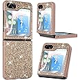 Case for Samsung Galaxy Z Flip 5, Glitter Sparkle Bling Anti-Slip Shockproof Protection Fold Cover for Women Girls (Gold)