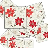 Tink KENDİNDEN YAPIŞKANLI KIRMIZI &Ccedil;İ&Ccedil;EK DESENLİ PVC KARO 10X10 CM 20'Lİ PAKET