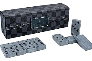 Bucher&Rossini Domino Spiel schwarz und grau Dominosteine Set mit 28 Dominosteinen für Erwachsene und Kinder ab 8 Jahren für gemeinsame Spielabende in der Familie（Grau）.
