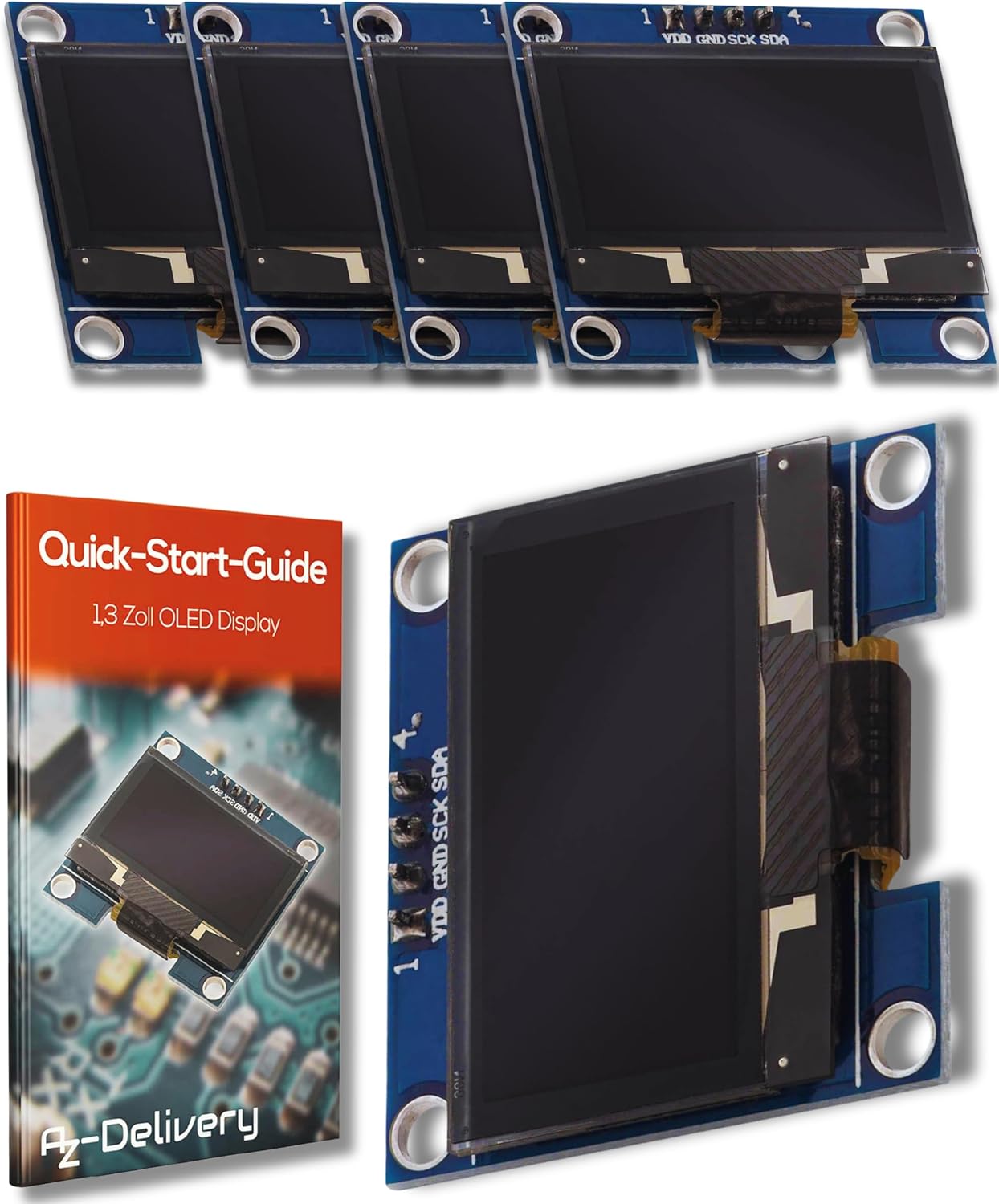 AZDelivery 1.3-inch I2C IIC OLED Display SH1106 128x64 Pixels 3.3V White Character Display Compatible with Arduino and Raspberry Pi Including E-Book!