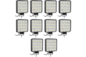 antom 10 Pcs phare de travail led,3.3 pouces carré mini 72W Projecteur 12V 24V LED lampe pour offroad Voiture camions SUV 4x4 tracteur