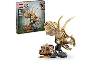 LEGO Jurassic World Fósiles de Dinosaurio: Cráneo de Triceratops Maqueta de Dinosaurio de Juguete par Niños y Niñas de 9 Años o Más Fan de la Paleontología, Decoración para Dormitorio Infantil 76969