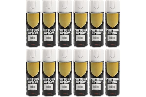 H HANSEL HOME Pintura Spray Blanco Brillo 400 Ml - Pack de 12 Unidades