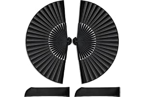 Dimoxii 2-pack Svarta Vikbara Solfjädrar i Bambu och Silkesliknande Tyg, Handhållna Orientalisk Dekorationsfläktar med Förvar