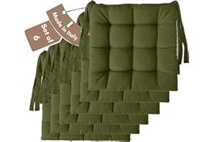 Il Tuo Artigiano Design Lot de 4 ou 6 Coussins pour chaises de Cuisine fabriqués en Italie, Coussins de Chaise de Cuisine 40x40 cm d'épaisseur 6 cm, Rembourrage en éponge et Acrylique (6, Khakis)