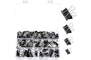 RUNXSAM 180 Pz Clip per Raccoglitori, Graffette Ufficio, Pinces à Documents, Pinces à Papier, Fermagli Bulldog, Clip Fermacarte Fermagli Pieghevoli Forniture per Ufficio Appunti Carta, 15/19/25/32 mm