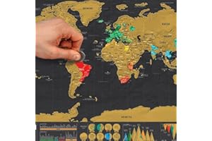 CRAYFOMO Scratch off World Map with Gift Tube,42.3 x 30cm Small Scratchable Travel Map, Black with Golden foil Scratch World Map for travellers