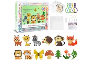 BuYupop 5000 Bügelperlen Set, Bügelperlen Tiere Set 5 mm, Steckperlen mit Bügelperlen Platten, Bügelperlen Vorlagen, Bügelpapier, Bügelperlen Set Jungs Mädchen Weihnachten Geschenk