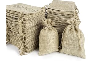 RUBY 50 Pièces Sachets En Jute 10 x14cm Petit Sachet Tissu/Pochette Cadeau Tissu Réutilisable Sacs Cadeau Avec Cordon Pochettes En Jute Pour Fête, Mariage, Noël, Sachet En Tissu Pour Ranger Cadeaux