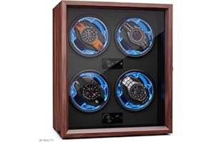 Klarstein Porta Orologi Uomo, Box Carica Batterie per Orologi Automatici, Scatola Orologi, Scatola Porta Orologi con Mantenitore di Carica, Scatola del Tempo per Orologi 4 TDP, 3 Modalità di Rotazione