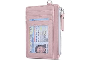 Teskyer Carteras de Mujer, Tarjetero, Carteras para Mujer Pequeñas, Protección RFID, Diseño Minimalista, on Cremallera, Capacidad para 8 Tarjetas, Rosa
