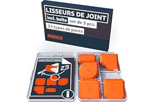 Presch Set de lisseurs de joints 5 pcs avec boîte - Joints parfaits grâce à des bords très droits - Boutons spéciaux pour un levage facile - Idéal pour les mastics tels que l'acrylique, silicone