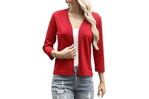 Aottori Boléro Femme Chic et Élégant Tricot Gilet Court Cardigan Manches 3/4 Veste Top pour Robe Mariage Bretelle Soirée Fête Décontracté