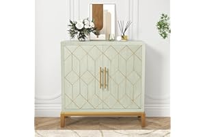 HOLTICO Sideboard Storage Cabinet, Kitchen Wooden Sideboard Modern Large Living Room Sideboard Cupboard with 2 Door Buffet Table, Green
