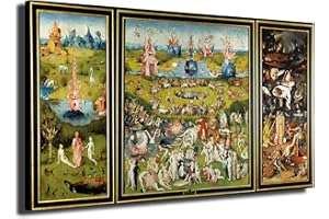 INGENIA HOME Cuadro lienzo canvas El jardín de las Delicias El Bosco Jheronimus Bosch 1500-1505 - Alta resolución – Varias medidas (70_x_38_cm)