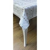 Kalın astarlı osmanlı desen kenarlı volanlı dalgalı kesim silinebilir pvc muşamba masa &ouml;rt&uuml;s&uuml; (Kahverengi, 100 x 140)