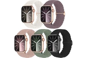 chinbersky 5 Pack Bracelet Tressé Compatible avec Bracelet Apple Watch 41mm 40mm 38mm Femme Homme, Réglable Nylon élastique Sport Bracelet pour iWatch Series 9 8 7 6 5 4 3 2 1 SE