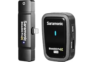 Saramonic Wireless Lavalier Microphone for iPhone, 100M Range, Blink500 ProX-Q3 Wireless iPhone Microphone for Video Recording Interview Vlog Podcast Live Stream
