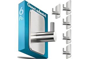 Menz Ganci adesivi bagno, 6 pezzi - Ganci appendi accappatoio bagno, ganci adesivi acciaio inox, appendi porta asciugamani impermeabili