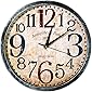Story@Home 12-inch Vintage Collection Round Shape Plastic Wall Clock (30 cm x 30 cm x 1.5 cm, Beige and Turquoise)